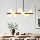 LumenXL Design hanglamp Deka bruin met melkwit glas, 10-lichts
