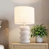 LumenXL Tafellamp Sofara keramiek met stoffen kap - wit
