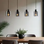 LumenXL 4-lichts hanglamp Palaio - zwart en smoke glas