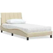vidaXL Bed met matras "Hanko" stof crèmekleurig 180x200 cm
