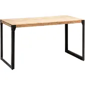 Wohnling Eettafel 120x60x76 cm, massief acaciahout, metalen frame. Industriële eettafel, keukenmeubel met metalen poten. Kleine houten eettafel voor de eetkamer