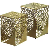 Wohnling Bijzettafelset aluminium goud 2-delig