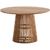 Wohnling Eettafel 120x120x77 cm, massief acaciahout, lichtbruin. Moderne eettafel, massief keukentafel met grillstructuur, houten tafel voor de eetkamer, rond