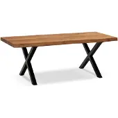 Wohnling salontafel 120x60x46 cm, massief acaciahout / metaal, met boomranddetail. Rechthoekige salontafel voor de woonkamer, geschikt als bijzettafel of salontafel. Bruin