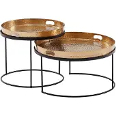 Wohnling Bijzettafelset metaal zwart rond 56 cm - WL6.461