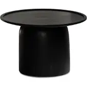 Wohnling salontafel 60x60x40 cm, massief mangohout, zwart. Ronde salontafel voor de woonkamer met verhoogde rand. Moderne salontafel voor de woonkamer