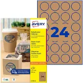 Avery Kraft etiketten L7105-25 Permanent klevend A4 Bruin 40 mm 25 Vellen à 24 Etiketten