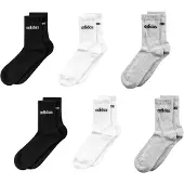 Adidas Sportsokken 'Linear Crew Cushioned 6 Pair Pack' grijs / zwart / wit