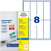 Avery Zweckform Avery Magneetetiketten J8875-5 A4 Wit 50 x 140 mm 5 Vellen à 8 Etiketten