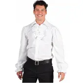 Coppens Blouse heer met jabot luxe wit | Maat S |