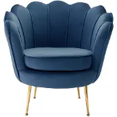 Vente-unique Fauteuil van fluweel DANDELION - Donkerblauw