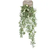 Driesprong Collection Zijdeplant Hangplant op steker Witte Roos kunstplant