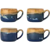 Bloomingville Mok aardewerk blauw Sheen 400ml - set van 4