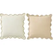 J-Line kussen geschulpt katoen - 45 x 45 cm - wit/beige