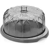 Vip Ahmet - Taartplateau met Stolp - Ø 29 cm - BPA-vrij - Transparant/Grijs