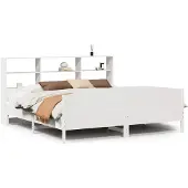 vidaXL Bed met boekenkast zonder matras grenenhout wit 180x200 cm