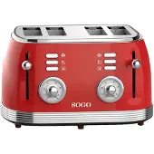 Sogo Broodrooster voor 4 sneden Controlelampje, Toastfunctie Rood (metallic)