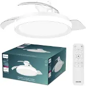Philips LED plafondventilator Bliss, glanzend wit, DC, stil dimbaar, wit / opaal, Woon-/ Eetkamer, metaal, Modern