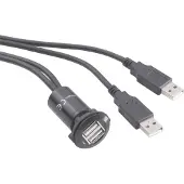 TRU COMPONENTS USB-06-BK Dubbele USB-inbouwbus 2.0 Bus, inbouw, Adapter 2x USB-bus type A naar 2x USB-stekker type A met 60 cm kabel Inhoud: 1 stuk(s)