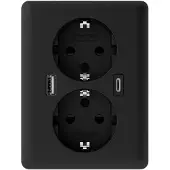 USB 2U-449719 Inbouwdoos Met -C, Met -laaduitgang Zwart (mat)