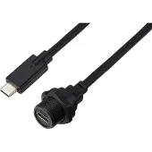TRU COMPONENTS TC-E10T-FT3.1-PWF/MT3.1-NWA-0.5PV-S TC-13543600 USB-C 3.1-stekker naar bus IP67 (schroefdraad) kabel 0,5