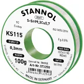 Stannol KS115 Soldeertin, loodvrij Spoel Sn99,3Cu0,7 ROM1 100 g 0.3 mm