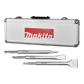 Makita Coffret 3 outils burinage SDS-Plus - 1 pointe + 1 burin + 1 burin large - D-05181