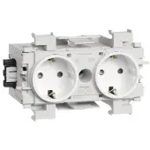 Hager stopcontact, 2-voudig, geschikt voor Wago, met frontmontage, geschikt voor Volkswagen, 1 stuk.