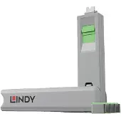 Lindy USB Type C poortblokkeringsset met sleutel en 4 sloten, groen