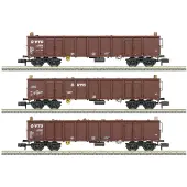 Minitrix 18288 N set van 3 hoogbordewagons Eanos van de VTG, MHI