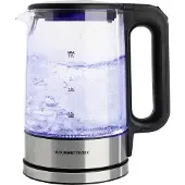 Gourmetmaxx Glas-Wasserkocher LED 1,7l 2200W Edelstahl/schwarz kabellos Waterkoker Kabelgebonden Aantal/Volume: 1.7 l Zwart/RVS, Glas