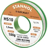 Stannol HS10 2510 Soldeertin, loodvrij Spoel Sn99,3Cu0,7 ROM1 100 g 1.5 mm