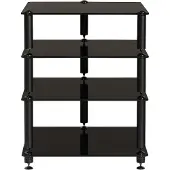 Norstone Bergen 2 - Audiomeubel - 4 glazen planken - Zwart hoogglans