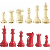 Authentic Models - Master Staunton Schaakstukken - schaakset - Ivoor & Rood - Kunststof