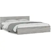 vidaXL Bedframe met hoofdeinde grijs sonoma eikenkleurig 180x200 cm
