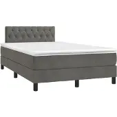 vidaXL Boxspring met matras fluweel donkergrijs 120x190 cm