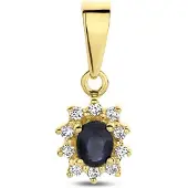 Marie-Celeste Marie Celeste hanger saffier en zirkonia halo - Goud