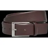 HUGO Riem van generfd leer met zilverkleurige hardware