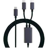 Roline USB type C split oplaadkabel, USB-C - 2x USB-C, M/M, max. 100W, zwart, 1,85 m