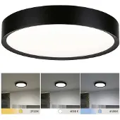 Paulmann Plafondlamp Tega, zwart, Badkamer, Kunststof, Modern, Plafondlamp badkamer