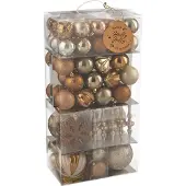 J-Line doos met 80 kerstballen bruin - plastic-kunststof - 18 x 30 x 58 cm