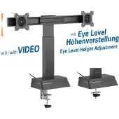 My Wall bureaubeugel | 2 monitoren tot 27 inch | Eye Tracker hoogteverstelling | zwart
