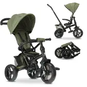 Deryan Explorer Driewieler - Duwstang - Opvouwbaar met mandje - Groen