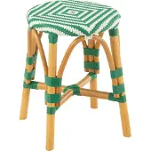 J-Line Stool rattan dark green/white small