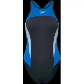 Speedo High Neck Splice Cross Back Swimsuit Blauw UK 40 Vrouw