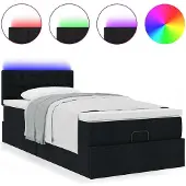 vidaXL Bed poef met matras en LED's 80x200 cm stof zwart