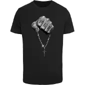 Mister tee Shirt 'Faith Meets Strength' grijs / lichtgrijs / zwart / wit