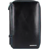 Piquadro Blauw vierkant reisetui leer 14 cm zwart