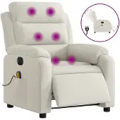 vidaXL Massagestoel elektrisch verstelbaar fluweel crèmekleurig