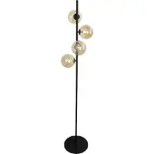Olucia - REMO - Vloerlamp - Amber / Zwart - Vorm: Bol